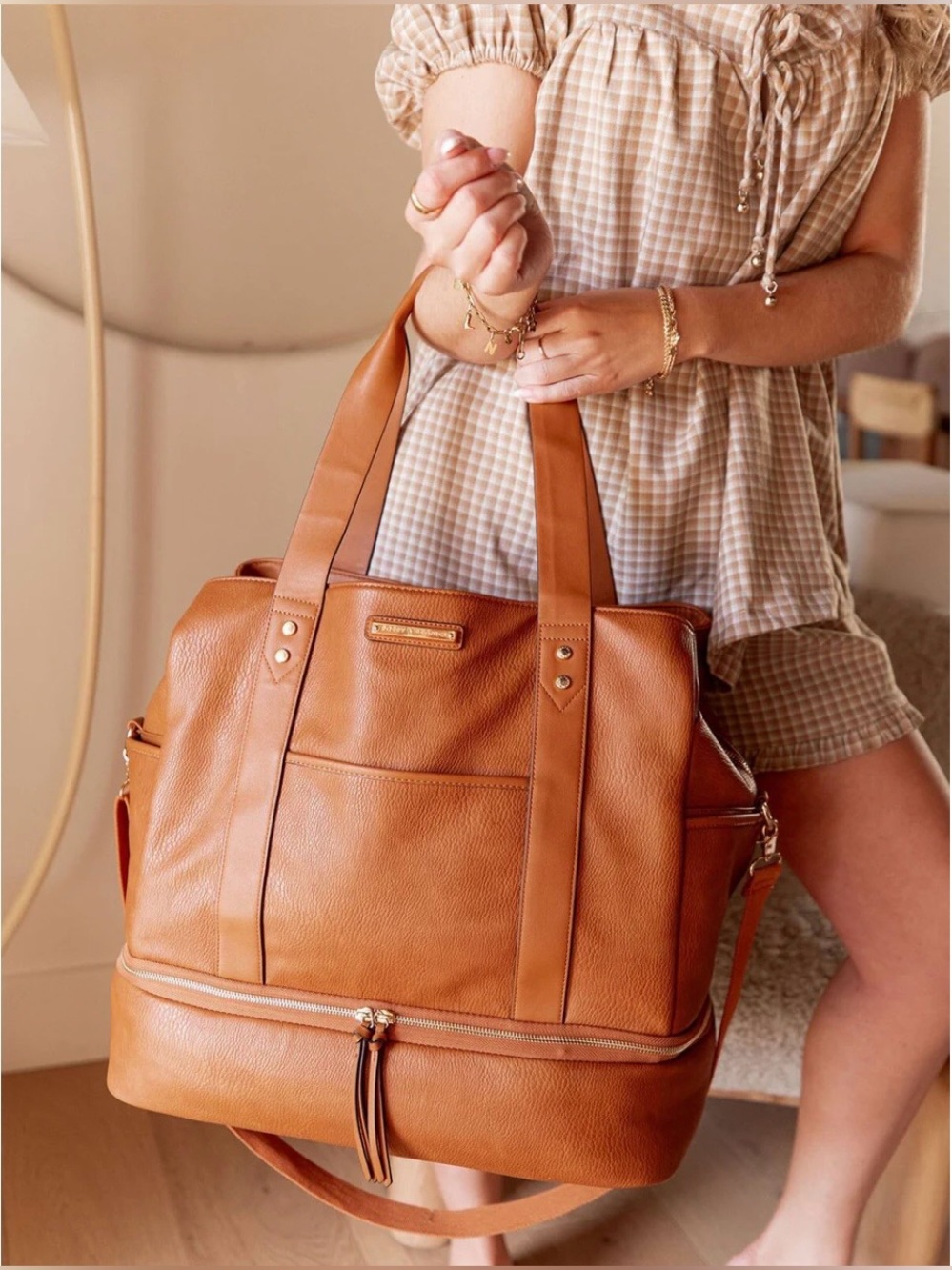 BNWT - Poppy & Peonies Voyageur bag in Cognac - Picture 12 of 14